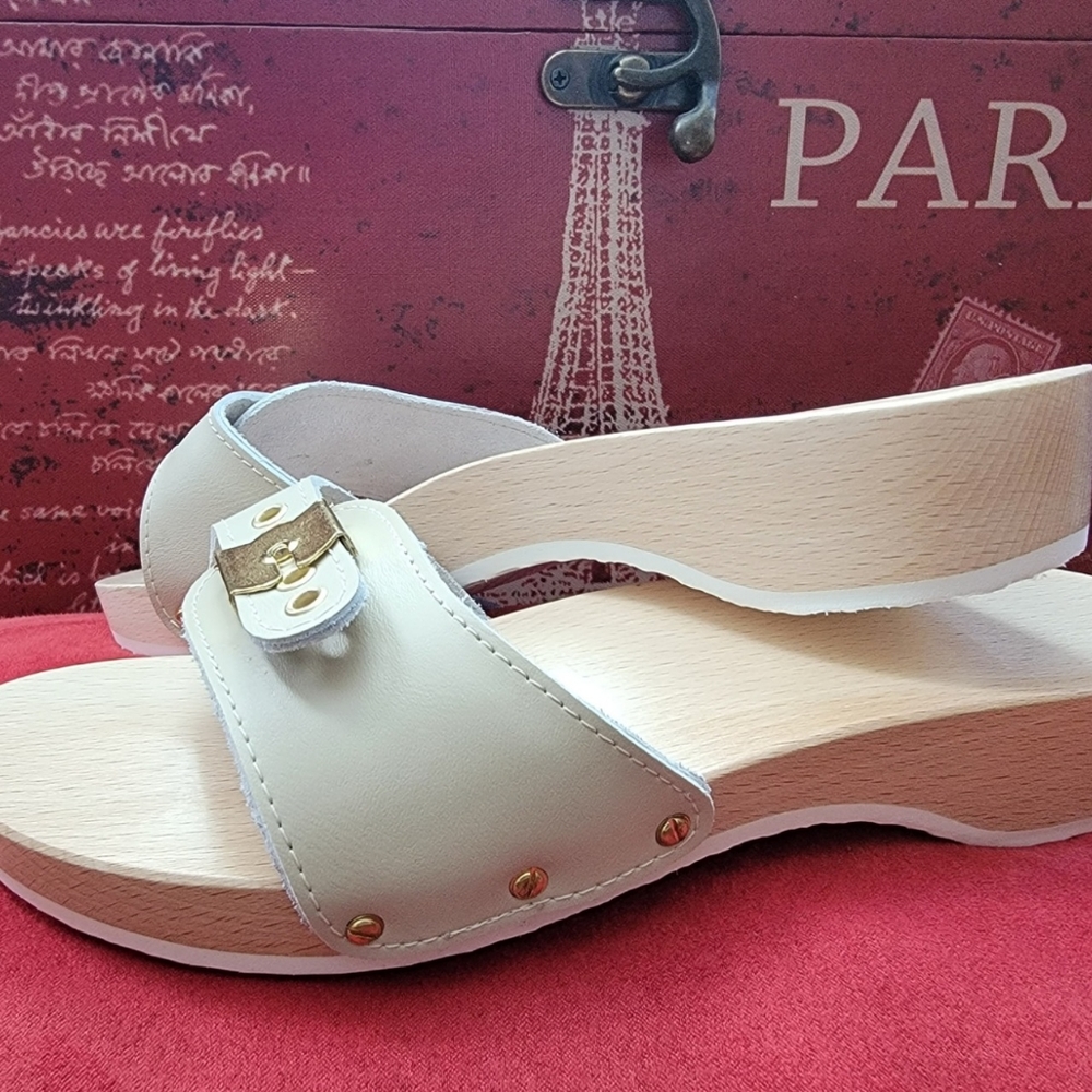 Dr Scholls "STYLE " WOODEN CLOGS SIZE 8